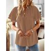 imageFalechay Womens Tops Butterfly Sleeve V Neck Blouses for Women Dressy Casual Flowy Swiss Dot Ruffle Short Sleeve ShirtsMocha