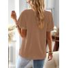 imageFalechay Womens Tops Butterfly Sleeve V Neck Blouses for Women Dressy Casual Flowy Swiss Dot Ruffle Short Sleeve ShirtsMocha