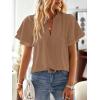 imageFalechay Womens Tops Butterfly Sleeve V Neck Blouses for Women Dressy Casual Flowy Swiss Dot Ruffle Short Sleeve ShirtsMocha