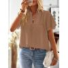 imageFalechay Womens Tops Butterfly Sleeve V Neck Blouses for Women Dressy Casual Flowy Swiss Dot Ruffle Short Sleeve ShirtsMocha