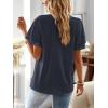 imageFalechay Womens Tops Butterfly Sleeve V Neck Blouses for Women Dressy Casual Flowy Swiss Dot Ruffle Short Sleeve ShirtsNavy Blue