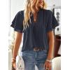imageFalechay Womens Tops Butterfly Sleeve V Neck Blouses for Women Dressy Casual Flowy Swiss Dot Ruffle Short Sleeve ShirtsNavy Blue
