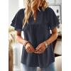 imageFalechay Womens Tops Butterfly Sleeve V Neck Blouses for Women Dressy Casual Flowy Swiss Dot Ruffle Short Sleeve ShirtsNavy Blue