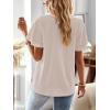 imageFalechay Womens Tops Butterfly Sleeve V Neck Blouses for Women Dressy Casual Flowy Swiss Dot Ruffle Short Sleeve ShirtsOatmeal