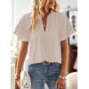 imageFalechay Womens Tops Butterfly Sleeve V Neck Blouses for Women Dressy Casual Flowy Swiss Dot Ruffle Short Sleeve ShirtsOatmeal