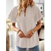 imageFalechay Womens Tops Butterfly Sleeve V Neck Blouses for Women Dressy Casual Flowy Swiss Dot Ruffle Short Sleeve ShirtsOatmeal