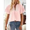 imageFalechay Womens Tops Butterfly Sleeve V Neck Blouses for Women Dressy Casual Flowy Swiss Dot Ruffle Short Sleeve ShirtsPink1