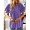 imageFalechay Womens Tops Butterfly Sleeve V Neck Blouses for Women Dressy Casual Flowy Swiss Dot Ruffle Short Sleeve ShirtsPurple