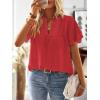 imageFalechay Womens Tops Butterfly Sleeve V Neck Blouses for Women Dressy Casual Flowy Swiss Dot Ruffle Short Sleeve ShirtsRed