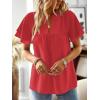 imageFalechay Womens Tops Butterfly Sleeve V Neck Blouses for Women Dressy Casual Flowy Swiss Dot Ruffle Short Sleeve ShirtsRed