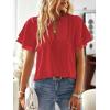 imageFalechay Womens Tops Butterfly Sleeve V Neck Blouses for Women Dressy Casual Flowy Swiss Dot Ruffle Short Sleeve ShirtsRed