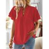 imageFalechay Womens Tops Butterfly Sleeve V Neck Blouses for Women Dressy Casual Flowy Swiss Dot Ruffle Short Sleeve ShirtsRed