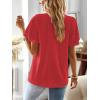 imageFalechay Womens Tops Butterfly Sleeve V Neck Blouses for Women Dressy Casual Flowy Swiss Dot Ruffle Short Sleeve ShirtsRed