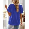 imageFalechay Womens Tops Butterfly Sleeve V Neck Blouses for Women Dressy Casual Flowy Swiss Dot Ruffle Short Sleeve ShirtsRoyal Blue
