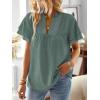 imageFalechay Womens Tops Butterfly Sleeve V Neck Blouses for Women Dressy Casual Flowy Swiss Dot Ruffle Short Sleeve ShirtsSage Green