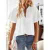 imageFalechay Womens Tops Butterfly Sleeve V Neck Blouses for Women Dressy Casual Flowy Swiss Dot Ruffle Short Sleeve ShirtsWhite