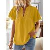 imageFalechay Womens Tops Butterfly Sleeve V Neck Blouses for Women Dressy Casual Flowy Swiss Dot Ruffle Short Sleeve ShirtsYellow