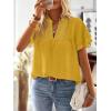 imageFalechay Womens Tops Butterfly Sleeve V Neck Blouses for Women Dressy Casual Flowy Swiss Dot Ruffle Short Sleeve ShirtsYellow