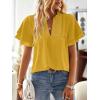 imageFalechay Womens Tops Butterfly Sleeve V Neck Blouses for Women Dressy Casual Flowy Swiss Dot Ruffle Short Sleeve ShirtsYellow