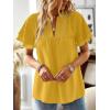 imageFalechay Womens Tops Butterfly Sleeve V Neck Blouses for Women Dressy Casual Flowy Swiss Dot Ruffle Short Sleeve ShirtsYellow