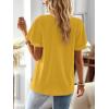 imageFalechay Womens Tops Butterfly Sleeve V Neck Blouses for Women Dressy Casual Flowy Swiss Dot Ruffle Short Sleeve ShirtsYellow