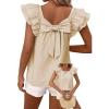 imageFalechay Womens Bow Tie Back Tops Round Neck Ruffle Short Sleeve Shirts Cute Babydoll Chiffon Tee Women Summer Trendy TunicApricot