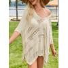 imageFalechay Women Bathing Suit Cover Up Summer Crochet Geometric Beach Swimsuit Coverup Mesh Knit Vacation Outfits Resort WearApricot