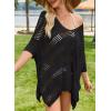 imageFalechay Women Bathing Suit Cover Up Summer Crochet Geometric Beach Swimsuit Coverup Mesh Knit Vacation Outfits Resort WearBlack