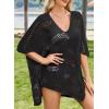 imageFalechay Women Bathing Suit Cover Up Summer Crochet Geometric Beach Swimsuit Coverup Mesh Knit Vacation Outfits Resort WearBlack