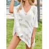 imageFalechay Women Bathing Suit Cover Up Summer Crochet Geometric Beach Swimsuit Coverup Mesh Knit Vacation Outfits Resort WearWhite