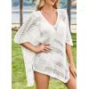 imageFalechay Women Bathing Suit Cover Up Summer Crochet Geometric Beach Swimsuit Coverup Mesh Knit Vacation Outfits Resort WearWhite
