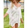imageFalechay Women Bathing Suit Cover Up Summer Crochet Geometric Beach Swimsuit Coverup Mesh Knit Vacation Outfits Resort WearWhite