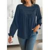 imageFalechay Womens Boho Tops Long Sleeve Shirts For Women Cute Crewneck Blouse Dressy Casual Swiss Dot Crochet Hollow Top 2026Blue