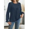 imageFalechay Womens Boho Tops Long Sleeve Shirts For Women Cute Crewneck Blouse Dressy Casual Swiss Dot Crochet Hollow Top 2026Blue