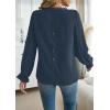 imageFalechay Womens Boho Tops Long Sleeve Shirts For Women Cute Crewneck Blouse Dressy Casual Swiss Dot Crochet Hollow Top 2026Blue