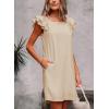 imageFalechay Womens Summer Dresses Bow Tie Back Sundresses for Women Ruffle Short Sleeve Dress Casual Cute Sundress with PocketsApricot