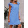 imageFalechay Womens Summer Dresses Bow Tie Back Sundresses for Women Ruffle Short Sleeve Dress Casual Cute Sundress with PocketsBlue