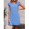 imageFalechay Womens Summer Dresses Bow Tie Back Sundresses for Women Ruffle Short Sleeve Dress Casual Cute Sundress with PocketsBlue