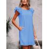 imageFalechay Womens Summer Dresses Bow Tie Back Sundresses for Women Ruffle Short Sleeve Dress Casual Cute Sundress with PocketsBlue