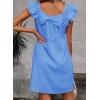 imageFalechay Womens Summer Dresses Bow Tie Back Sundresses for Women Ruffle Short Sleeve Dress Casual Cute Sundress with PocketsBlue