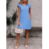 imageFalechay Womens Summer Dresses Bow Tie Back Sundresses for Women Ruffle Short Sleeve Dress Casual Cute Sundress with PocketsBlue