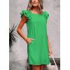 imageFalechay Womens Summer Dresses Bow Tie Back Sundresses for Women Ruffle Short Sleeve Dress Casual Cute Sundress with PocketsBright Green