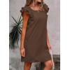 imageFalechay Womens Summer Dresses Bow Tie Back Sundresses for Women Ruffle Short Sleeve Dress Casual Cute Sundress with PocketsBrown