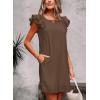 imageFalechay Womens Summer Dresses Bow Tie Back Sundresses for Women Ruffle Short Sleeve Dress Casual Cute Sundress with PocketsBrown
