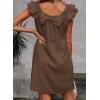 imageFalechay Womens Summer Dresses Bow Tie Back Sundresses for Women Ruffle Short Sleeve Dress Casual Cute Sundress with PocketsBrown