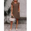 imageFalechay Womens Summer Dresses Bow Tie Back Sundresses for Women Ruffle Short Sleeve Dress Casual Cute Sundress with PocketsBrown