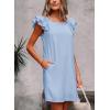 imageFalechay Womens Summer Dresses Bow Tie Back Sundresses for Women Ruffle Short Sleeve Dress Casual Cute Sundress with PocketsLight Blue