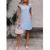 imageFalechay Womens Summer Dresses Bow Tie Back Sundresses for Women Ruffle Short Sleeve Dress Casual Cute Sundress with PocketsLight Blue