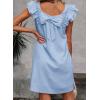 imageFalechay Womens Summer Dresses Bow Tie Back Sundresses for Women Ruffle Short Sleeve Dress Casual Cute Sundress with PocketsLight Blue
