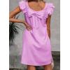 imageFalechay Womens Summer Dresses Bow Tie Back Sundresses for Women Ruffle Short Sleeve Dress Casual Cute Sundress with PocketsMauve Purple